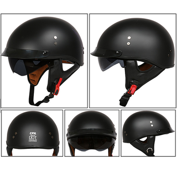 Sun Shield Half Helmet DOT - Matte Black